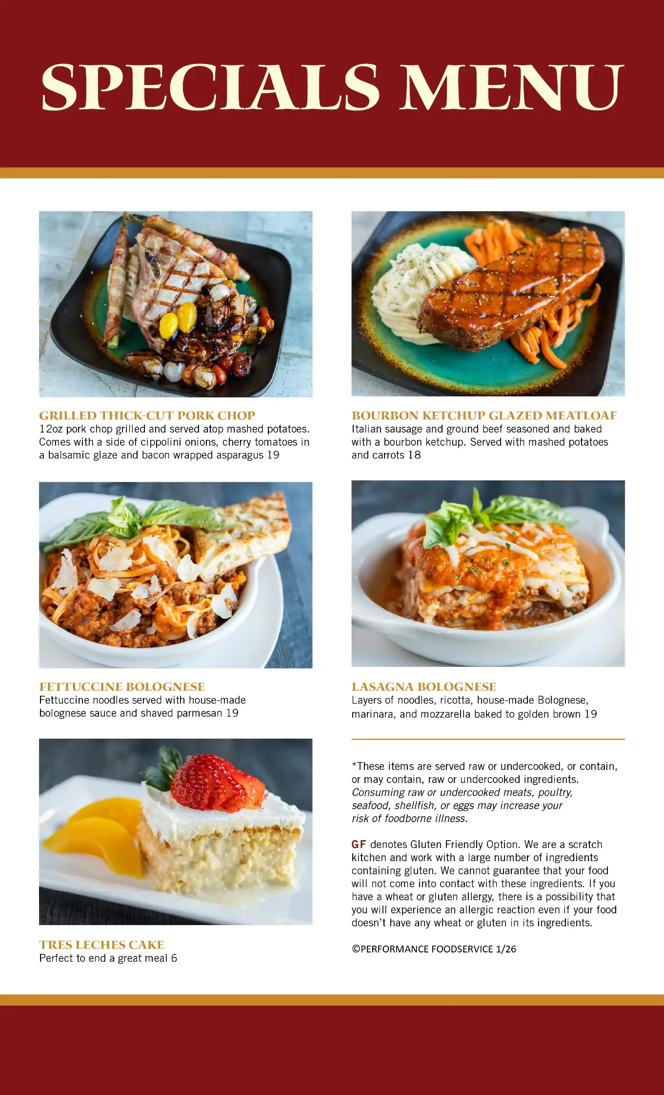 Junction 70 - Specials Menu 1st Page